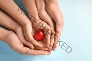 Hands in hands holding heart