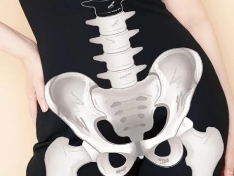 woman-wearing-black-with-skeleton pelvis