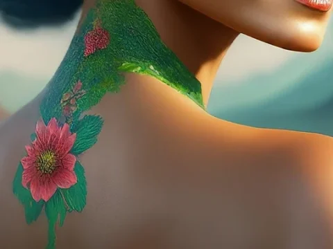 woman-flower-image-on-neck
