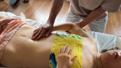 Pascal demonstrating Integratis belly massage